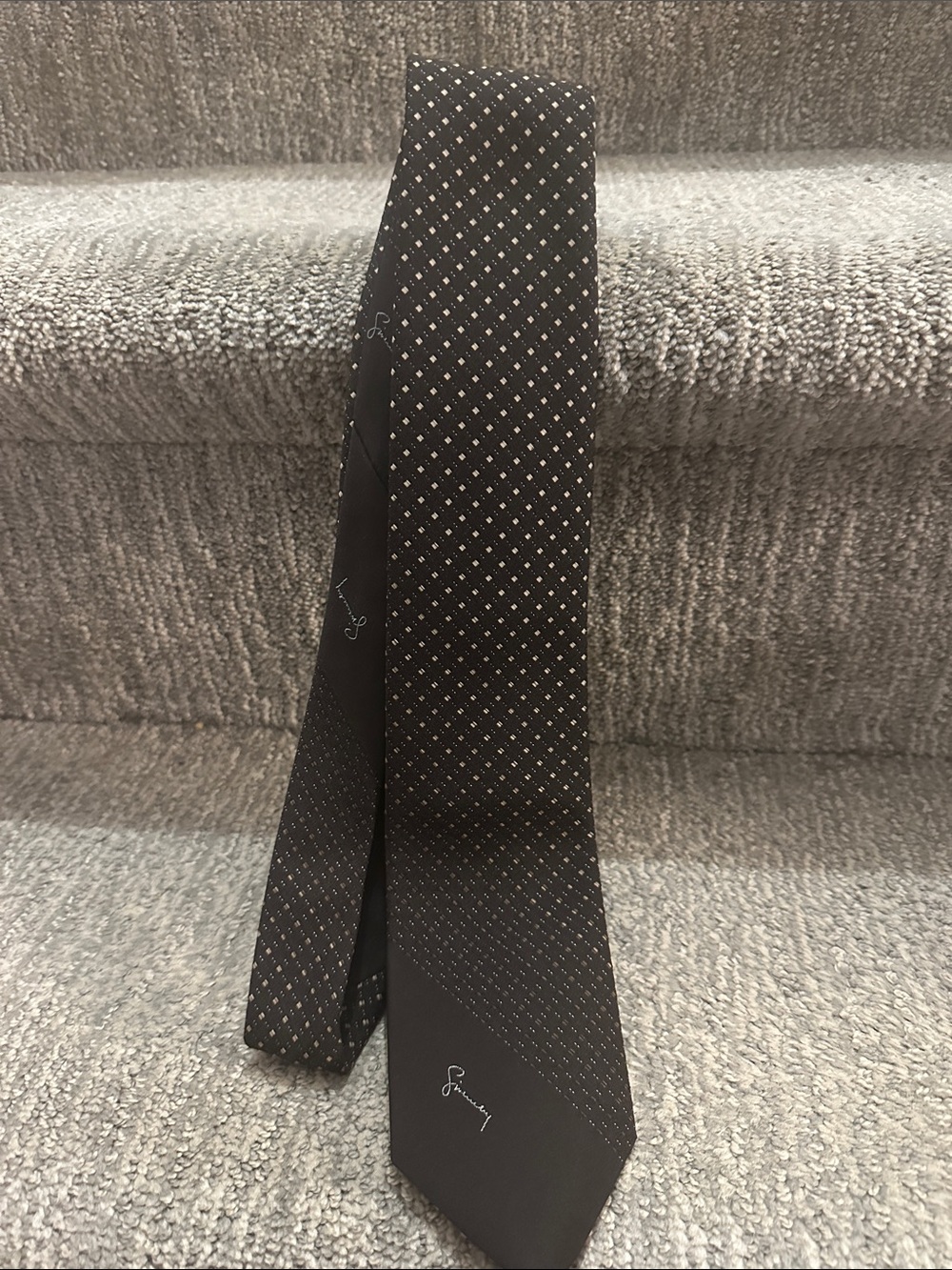 Vintage Givenchy Brown Tie with Gold Microdot Pattern
